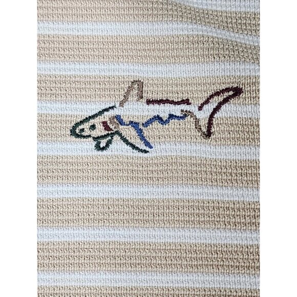 Greg Norman Shark Play Dry Performance Golf Polo Striped Short Sleeve Large - Picture 4 of 8